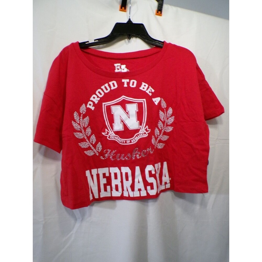 E5 College Classics Women's Medium Cropped Nebraska Huskers T-Shirt Red